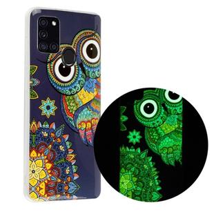 For Samsung Galaxy A21s Luminous TPU Mobile Phone Protective Case(Blue Owl)