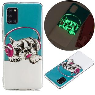 For Samsung Galaxy A31 Luminous TPU Mobile Phone Protective Case(Headset Dog)
