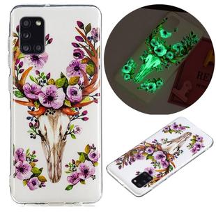 For Samsung Galaxy A31 Luminous TPU Mobile Phone Protective Case(Flower Deer)