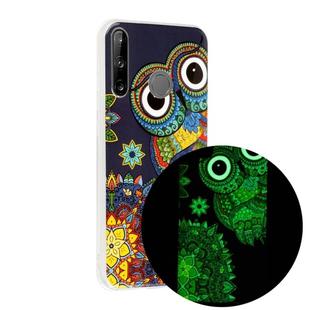 For Huawei P40 lite E Luminous TPU Mobile Phone Protective Case(Blue Owl)