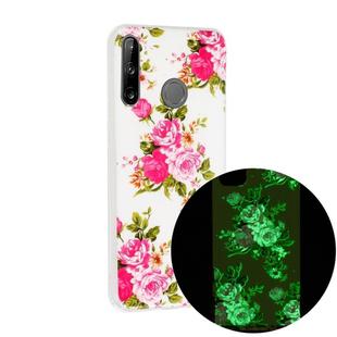 For Huawei P40 lite E Luminous TPU Mobile Phone Protective Case(Rose Flower)