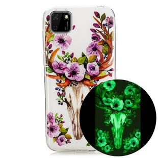 For Huawei Y5p Luminous TPU Mobile Phone Protective Case(Flower Deer)