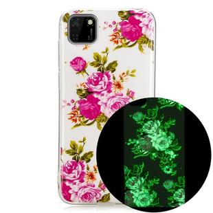 For Huawei Y5p Luminous TPU Mobile Phone Protective Case(Rose Flower)