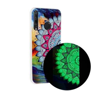 For Huawei Y6p Luminous TPU Mobile Phone Protective Case(Half-flower)