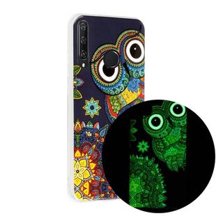 For Huawei Y6p Luminous TPU Mobile Phone Protective Case(Blue Owl)