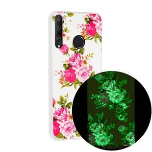 For Huawei Y6p Luminous TPU Mobile Phone Protective Case(Rose Flower)