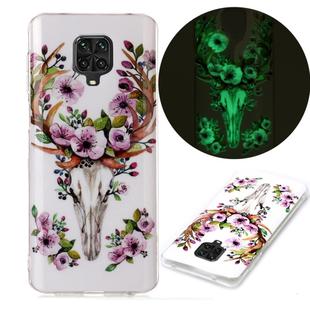 For Xiaomi Redmi Note 9 Pro Luminous TPU Mobile Phone Protective Case(Flower Deer)