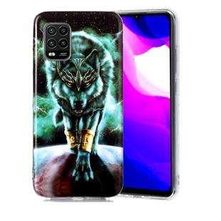 For Xiaomi MI 10 Lite 5G Luminous TPU Soft Protective Case(Ferocious Wolf)