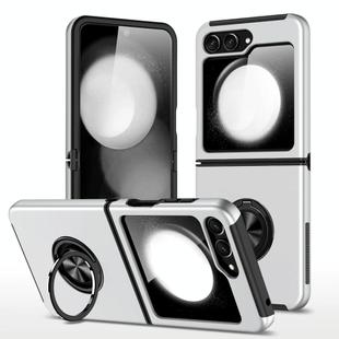 For Samsung Galaxy Z Flip5 PC + TPU Magnetic Phone Case with Invisible Ring Holder(Silver)