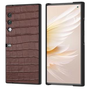 For Honor V Purse Crocodile Texture Genuine Leather Phone Case(Brown)