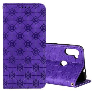 For Samsung Galaxy A11 / M11 Lucky Flowers Embossing Pattern Magnetic Horizontal Flip Leather Case with Holder & Card Slots(Purple)