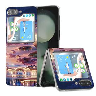 For Samsung Galaxy Z Flip5 Painted Pattern PC Phone Case(Moon Tower)