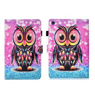 For Samsung Galaxy Tab A9+ Coloured Drawing Stitching Flip PU Tablet Case with Sleep / Wake-up Function(Owl)