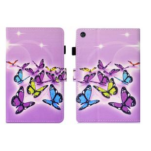 For Samsung Galaxy Tab A9+ Coloured Drawing Stitching Flip PU Tablet Case with Sleep / Wake-up Function(Butterflies)