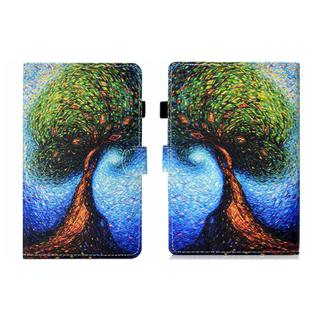 For Samsung Galaxy Tab A9+ Coloured Drawing Stitching Flip PU Tablet Case with Sleep / Wake-up Function(Abstract Tree)