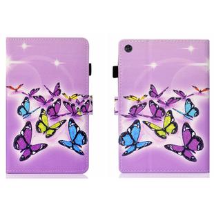 For Samsung Galaxy Tab A9 Coloured Drawing Stitching Flip PU Tablet Case with Sleep / Wake-up Function(Butterflies)
