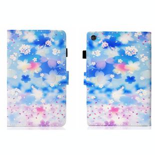For Samsung Galaxy Tab A9 Coloured Drawing Stitching Flip PU Tablet Case with Sleep / Wake-up Function(Petal Rain)