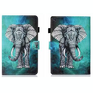 For Samsung Galaxy Tab A9 Coloured Drawing Stitching Flip PU Tablet Case with Sleep / Wake-up Function(Elephant)