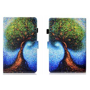 For Samsung Galaxy Tab A9 Coloured Drawing Stitching Flip PU Tablet Case with Sleep / Wake-up Function(Abstract Tree)