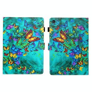 For Samsung Galaxy Tab A9+ Coloured Drawing Stitching Flip PU Tablet Case with Sleep / Wake-up Function(Green Butterfly)