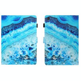 For Samsung Galaxy Tab A9 Coloured Drawing Stitching Flip PU Tablet Case with Sleep / Wake-up Function(Blue Marble)