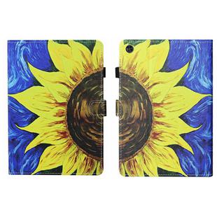 For Samsung Galaxy Tab A9+ Coloured Drawing Stitching Smart Leather Tablet Case with Sleep / Wake-up Function(Sunflower)