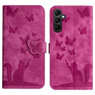 For Samsung Galaxy S23 FE 5G Butterfly Cat Embossing Flip Leather Phone Case(Pink)