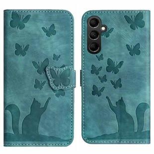 For Samsung Galaxy A55 Butterfly Cat Embossing Flip Leather Phone Case(Wathet)