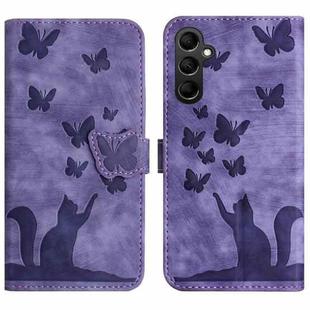 For Samsung Galaxy S24 5G Butterfly Cat Embossing Flip Leather Phone Case(Purple)