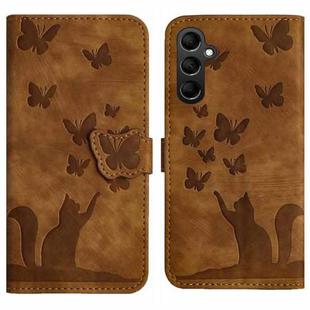 For Samsung Galaxy S24 5G Butterfly Cat Embossing Flip Leather Phone Case(Brown)
