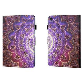 For Samsung Galaxy Tab A9 Coloured Drawing Stitching Flip PU Tablet Case with Sleep / Wake-up Function(Datura Flowers)