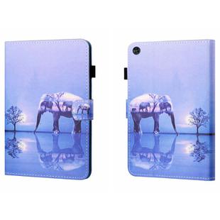 For Samsung Galaxy Tab A9 Coloured Drawing Stitching Flip PU Tablet Case with Sleep / Wake-up Function(Tree and Elephant)