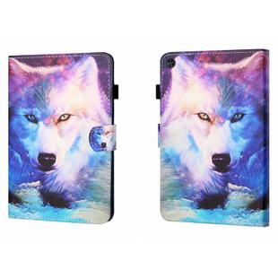 For Samsung Galaxy Tab A9 Coloured Drawing Stitching Flip PU Tablet Case with Sleep / Wake-up Function(Wolf)