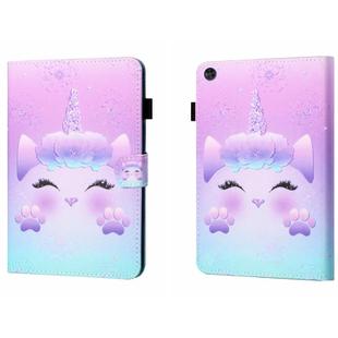 For Samsung Galaxy Tab A9 Coloured Drawing Stitching Flip PU Tablet Case with Sleep / Wake-up Function(Unicorn)