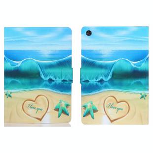 For Samsung Galaxy Tab A9+ Voltage Coloured Drawing Smart PU Tablet Case with Sleep / Wake-up Function(Blue Beach)