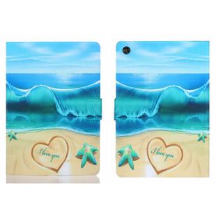 For Samsung Galaxy Tab A9 Voltage Coloured Drawing Smart PU Tablet Case with Sleep / Wake-up Function(Blue Beach)