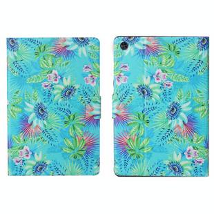 For Samsung Galaxy Tab A9 Voltage Coloured Drawing Smart PU Tablet Case with Sleep / Wake-up Function(Flowers)