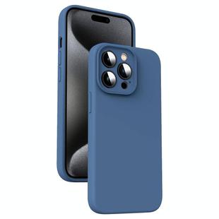 For iPhone 15 Pro Max Microfiber Liquid Silicone Shockproof Phone Case(Blue)