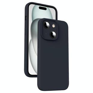 For iPhone 15 Plus Microfiber Liquid Silicone Shockproof Phone Case(Black)
