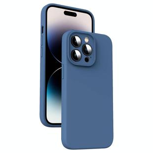 For iPhone 14 Pro Max Microfiber Liquid Silicone Shockproof Phone Case(Blue)