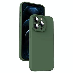 For iPhone 12 Pro Max Microfiber Liquid Silicone Shockproof Phone Case(Dark Green)