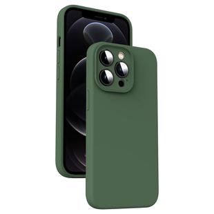 For iPhone 12 Pro Microfiber Liquid Silicone Shockproof Phone Case(Dark Green)