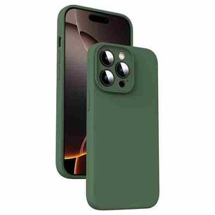 For iPhone 16 Pro Max Microfiber Liquid Silicone Shockproof Phone Case(Dark Green)