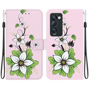 For Tecno Camon 18 Premier Crystal Texture Colored Drawing Leather Phone Case(Lily)