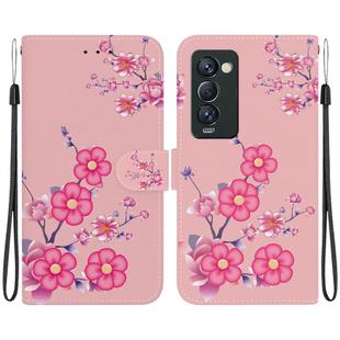 For Tecno Camon 18 Premier Crystal Texture Colored Drawing Leather Phone Case(Cherry Blossoms)