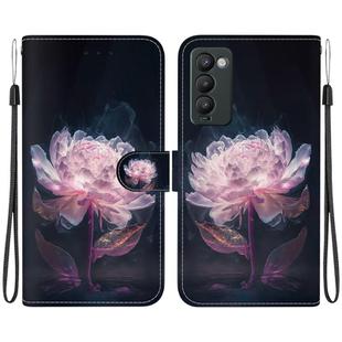 For Tecno Camon 18 / 18P Crystal Texture Colored Drawing Leather Phone Case(Purple Peony)