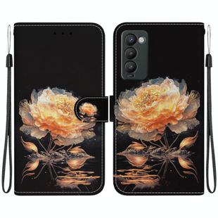 For Tecno Camon 18 / 18P Crystal Texture Colored Drawing Leather Phone Case(Gold Peony)