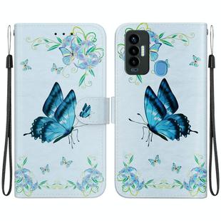 For Tecno Camon 18i Crystal Texture Colored Drawing Leather Phone Case(Blue Pansies)