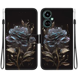 For Tecno Camon 19 Crystal Texture Colored Drawing Leather Phone Case(Black Rose)