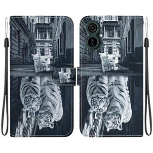 For Tecno Camon 19 Neo Crystal Texture Colored Drawing Leather Phone Case(Cat Tiger Reflection)